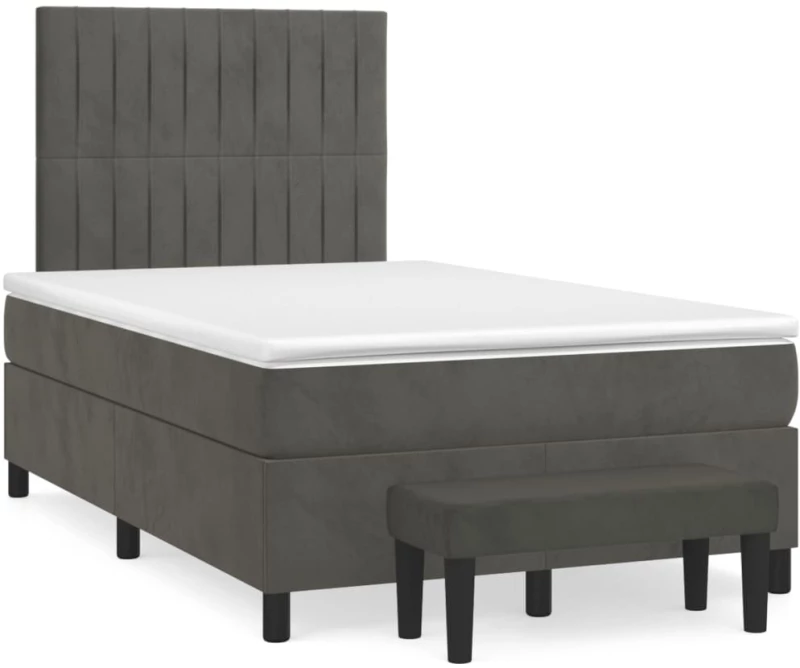 ΚΡΕΒΑΤΙ BOXSPRING ΜΕ ΣΤΡΩΜΑ ΣΚΟΥΡΟ ΓΚΡΙ 120X200 ΕΚ. ΒΕΛΟΥΔΙΝΟ 3137954