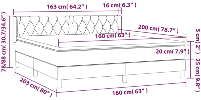 ΚΡΕΒΑΤΙ BOXSPRING ΜΕ ΣΤΡΩΜΑ ΣΚΟΥΡΟ ΓΚΡΙ 160X200 ΕΚ. ΒΕΛΟΥΔΙΝΟ 3131148