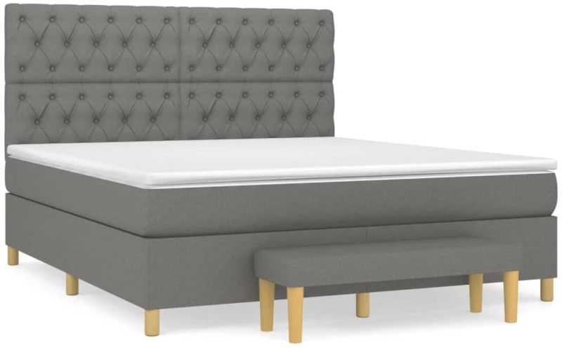 ΚΡΕΒΑΤΙ BOXSPRING ΜΕ ΣΤΡΩΜΑ ΣΚΟΥΡΟ ΓΚΡΙ 160X200 ΕΚ ΥΦΑΣΜΑΤΙΝΟ 3137406