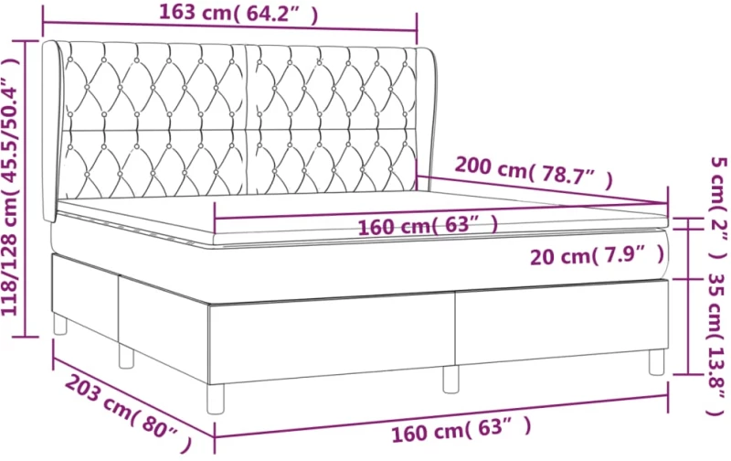 ΚΡΕΒΑΤΙ BOXSPRING ΜΕ ΣΤΡΩΜΑ ΣΚΟΥΡΟ ΓΚΡΙ 160X200 ΕΚ. ΒΕΛΟΥΔΙΝΟ 3129400