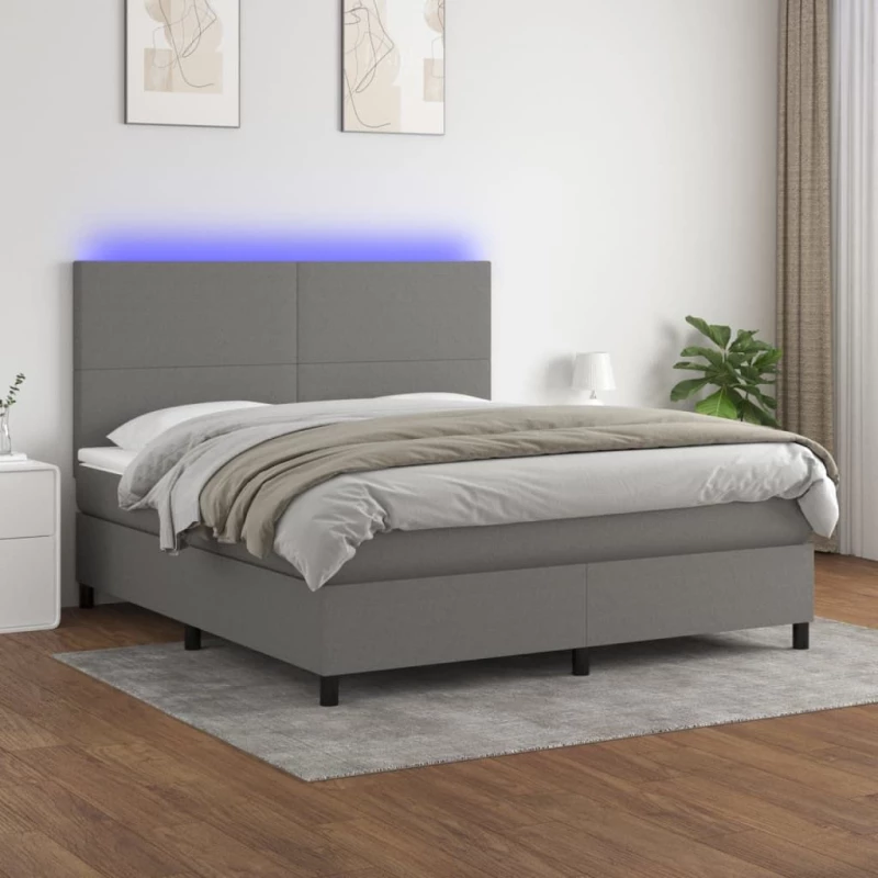 ΚΡΕΒΑΤΙ BOXSPRING ΜΕ ΣΤΡΩΜΑ & LED ΣΚ.ΓΚΡΙ 180X200 ΕΚ ΥΦΑΣΜΑΤΙΝΟ 3134734