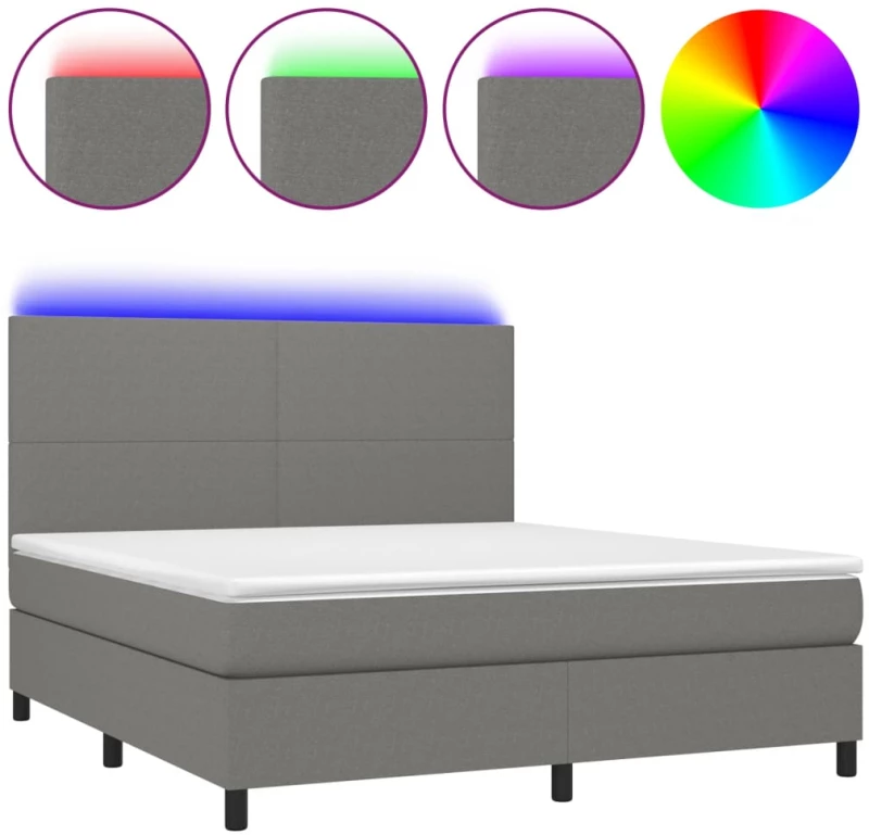 ΚΡΕΒΑΤΙ BOXSPRING ΜΕ ΣΤΡΩΜΑ & LED ΣΚ.ΓΚΡΙ 180X200 ΕΚ ΥΦΑΣΜΑΤΙΝΟ 3134734