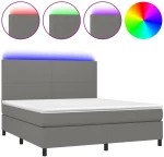 ΚΡΕΒΑΤΙ BOXSPRING ΜΕ ΣΤΡΩΜΑ & LED ΣΚ.ΓΚΡΙ 180X200 ΕΚ ΥΦΑΣΜΑΤΙΝΟ 3134734