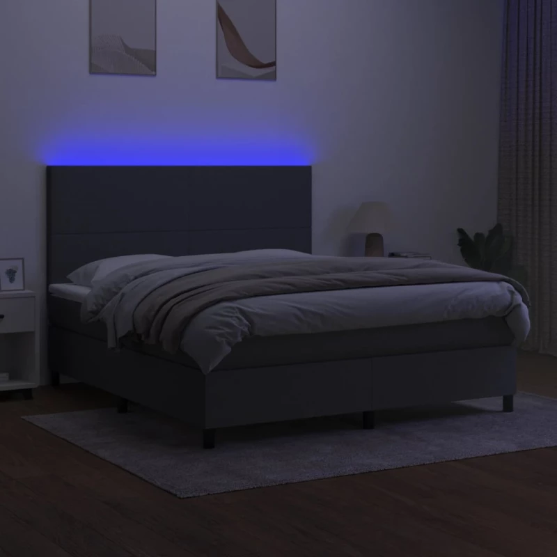 ΚΡΕΒΑΤΙ BOXSPRING ΜΕ ΣΤΡΩΜΑ & LED ΣΚ.ΓΚΡΙ 180X200 ΕΚ ΥΦΑΣΜΑΤΙΝΟ 3134734
