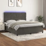 ΚΡΕΒΑΤΙ BOXSPRING ΜΕ ΣΤΡΩΜΑ & LED ΣΚ. ΓΚΡΙ 160X200ΕΚ. ΒΕΛΟΥΔΙΝΟ 3136312