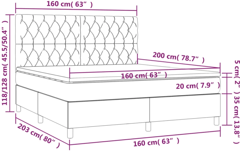 ΚΡΕΒΑΤΙ BOXSPRING ΜΕ ΣΤΡΩΜΑ & LED ΣΚ. ΓΚΡΙ 160X200ΕΚ. ΒΕΛΟΥΔΙΝΟ 3136312