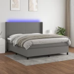 ΚΡΕΒΑΤΙ BOXSPRING ΜΕ ΣΤΡΩΜΑ & LED ΣΚ.ΓΚΡΙ 180X200 ΕΚ ΥΦΑΣΜΑΤΙΝΟ 3138174
