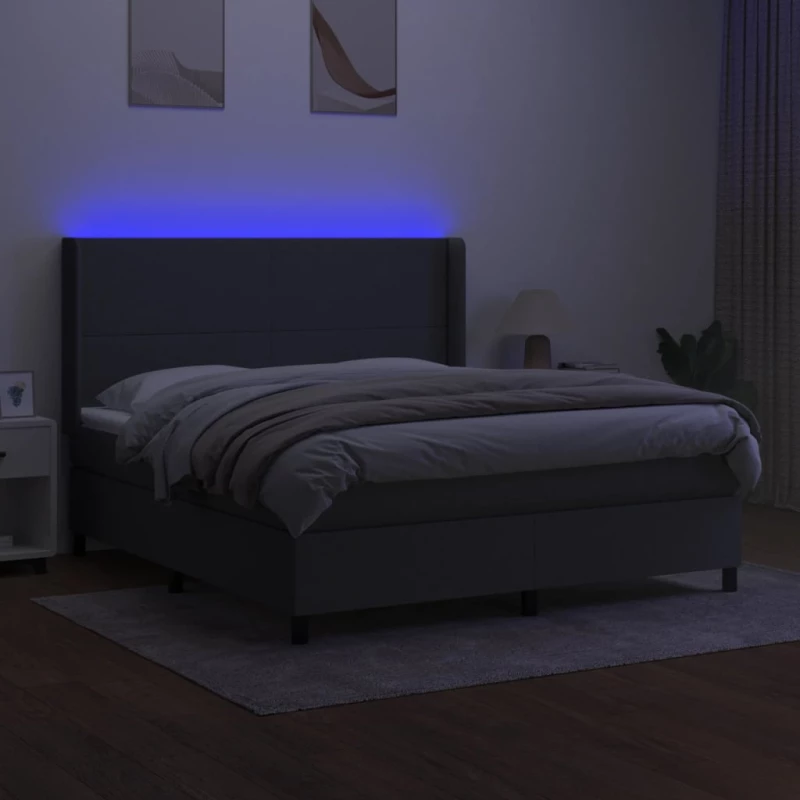 ΚΡΕΒΑΤΙ BOXSPRING ΜΕ ΣΤΡΩΜΑ & LED ΣΚ.ΓΚΡΙ 180X200 ΕΚ ΥΦΑΣΜΑΤΙΝΟ 3138174
