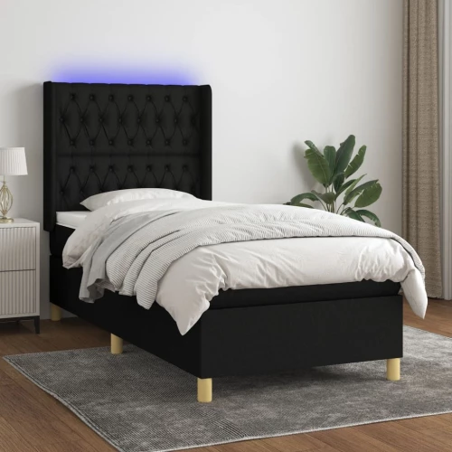 ΚΡΕΒΑΤΙ BOXSPRING ΜΕ ΣΤΡΩΜΑ & LED ΜΑΥΡΟ 100X200 ΕΚ. ΥΦΑΣΜΑΤΙΝΟ 3139095