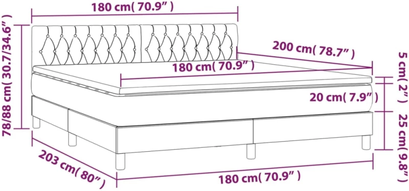 ΚΡΕΒΑΤΙ BOXSPRING ΜΕ ΣΤΡΩΜΑ ΣΚΟΥΡΟ ΓΚΡΙ 180X200 ΕΚ ΥΦΑΣΜΑΤΙΝ 3140874