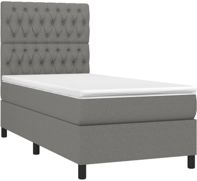 ΚΡΕΒΑΤΙ BOXSPRING ΜΕ ΣΤΡΩΜΑ ΣΚΟΥΡΟ ΓΚΡΙ 90X190 ΕΚ. ΥΦΑΣΜΑΤΙΝΟ 3141978