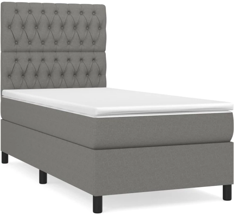 ΚΡΕΒΑΤΙ BOXSPRING ΜΕ ΣΤΡΩΜΑ ΣΚΟΥΡΟ ΓΚΡΙ 100X200 ΕΚ. ΥΦΑΣΜΑΤΙΝΟ 3141994