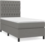 ΚΡΕΒΑΤΙ BOXSPRING ΜΕ ΣΤΡΩΜΑ ΣΚΟΥΡΟ ΓΚΡΙ 100X200 ΕΚ. ΥΦΑΣΜΑΤΙΝΟ 3141994