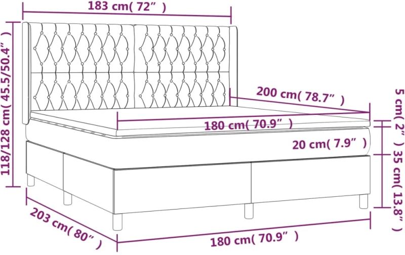 ΚΡΕΒΑΤΙ BOXSPRING ΜΕ ΣΤΡΩΜΑ ΑΝΟΙΧΤΟ ΓΚΡΙ 180X200 ΕΚ. ΥΦΑΣΜΑΤΙΝΟ 3132249