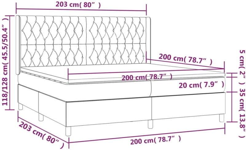 ΚΡΕΒΑΤΙ BOXSPRING ΜΕ ΣΤΡΩΜΑ ΣΚΟΥΡΟ ΓΚΡΙ 200X200 ΕΚ. ΒΕΛΟΥΔΙΝΟ 3132880
