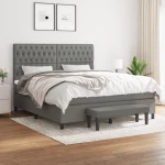 ΚΡΕΒΑΤΙ BOXSPRING ΜΕ ΣΤΡΩΜΑ ΣΚΟΥΡΟ ΓΚΡΙ 180X200 ΕΚ ΥΦΑΣΜΑΤΙΝ 3136854