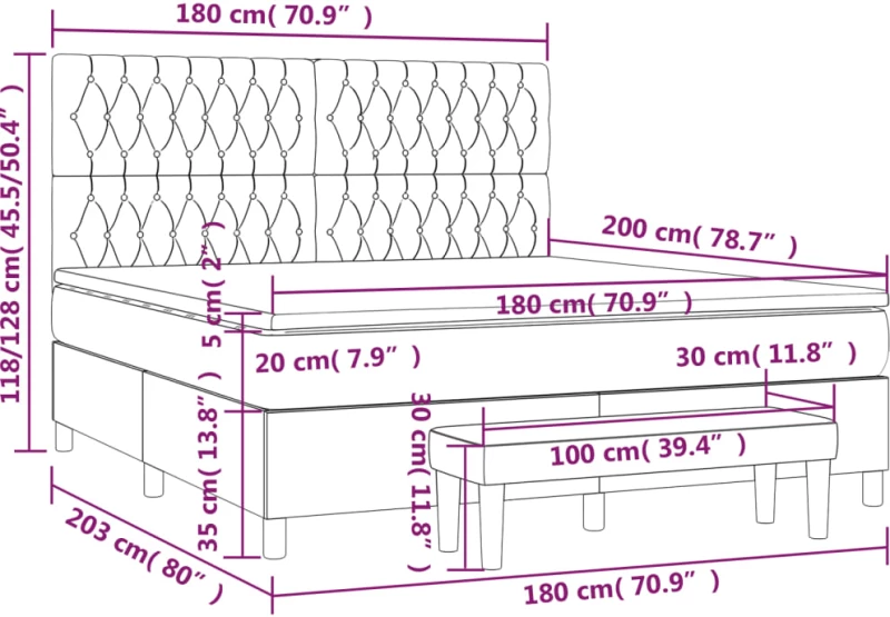 ΚΡΕΒΑΤΙ BOXSPRING ΜΕ ΣΤΡΩΜΑ ΣΚΟΥΡΟ ΓΚΡΙ 180X200 ΕΚ ΥΦΑΣΜΑΤΙΝ 3136854