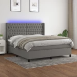 ΚΡΕΒΑΤΙ BOXSPRING ΜΕ ΣΤΡΩΜΑ & LED ΣΚ.ΓΚΡΙ 180X200 ΕΚ ΥΦΑΣΜΑΤΙΝΟ 3138574