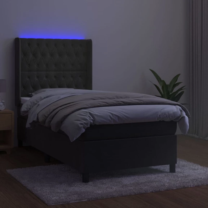 ΚΡΕΒΑΤΙ BOXSPRING ΜΕ ΣΤΡΩΜΑ & LED ΣΚ. ΓΚΡΙ 100X200ΕΚ. ΒΕΛΟΥΔΙΝΟ 3139728