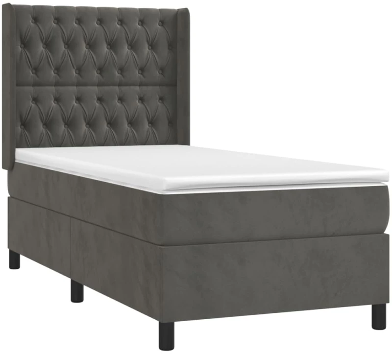 ΚΡΕΒΑΤΙ BOXSPRING ΜΕ ΣΤΡΩΜΑ & LED ΣΚ. ΓΚΡΙ 100X200ΕΚ. ΒΕΛΟΥΔΙΝΟ 3139728