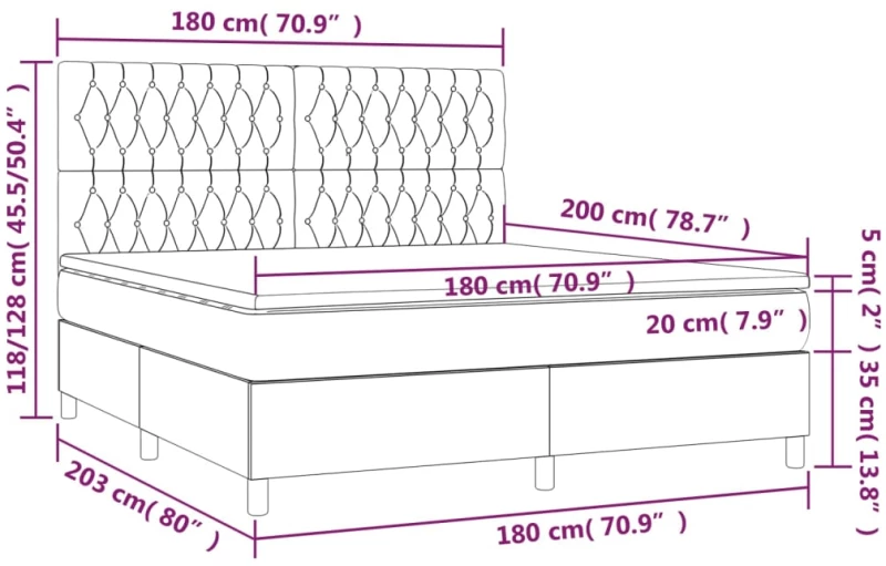 ΚΡΕΒΑΤΙ BOXSPRING ΜΕ ΣΤΡΩΜΑ ΑΝΟΙΧΤΟ ΓΚΡΙ 180X200 ΕΚ. ΥΦΑΣΜΑΤΙΝΟ 3142593