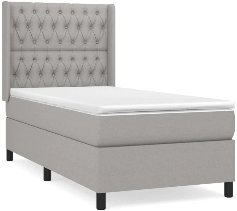 ΚΡΕΒΑΤΙ BOXSPRING ΜΕ ΣΤΡΩΜΑ ΑΝΟΙΧΤΟ ΓΚΡΙ 90X190 ΕΚ. ΥΦΑΣΜΑΤΙΝΟ 3131633