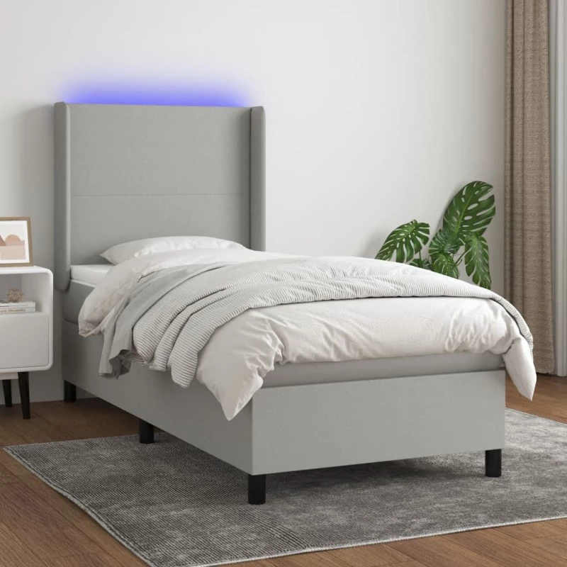 ΚΡΕΒΑΤΙ BOXSPRING ΜΕ ΣΤΡΩΜΑ & LED ΑΝ.ΓΚΡΙ 90X190 ΕΚ. ΥΦΑΣΜΑΤΙΝΟ 3138117