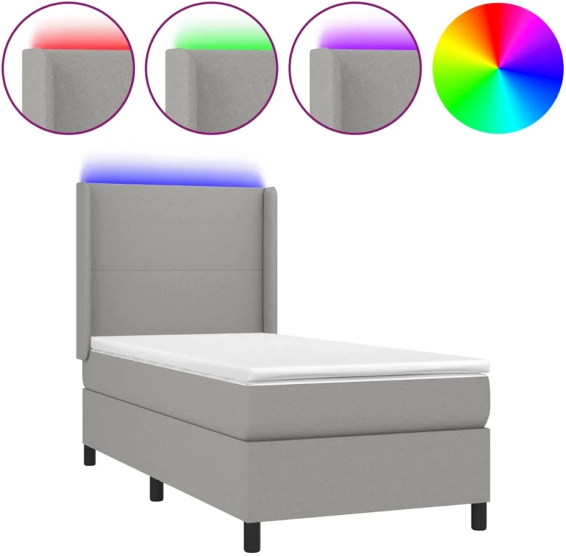 ΚΡΕΒΑΤΙ BOXSPRING ΜΕ ΣΤΡΩΜΑ & LED ΑΝ.ΓΚΡΙ 90X190 ΕΚ. ΥΦΑΣΜΑΤΙΝΟ 3138117