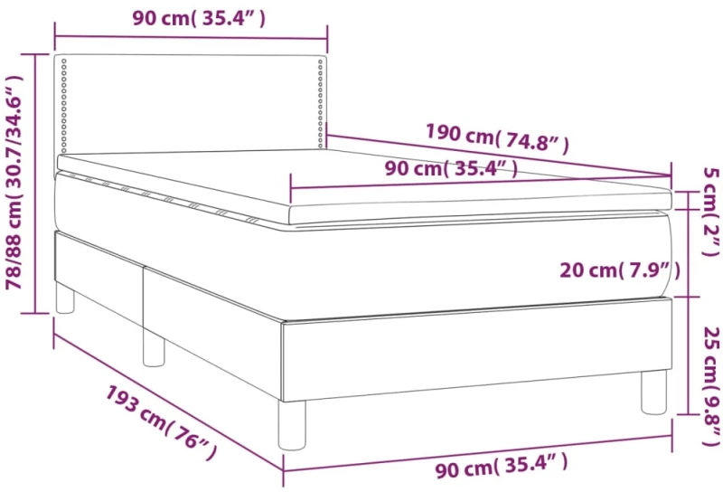 ΚΡΕΒΑΤΙ BOXSPRING ΜΕ ΣΤΡΩΜΑ ΑΝΟΙΧΤΟ ΓΚΡΙ 90X190 ΕΚ. ΥΦΑΣΜΑΤΙΝΟ 3139937