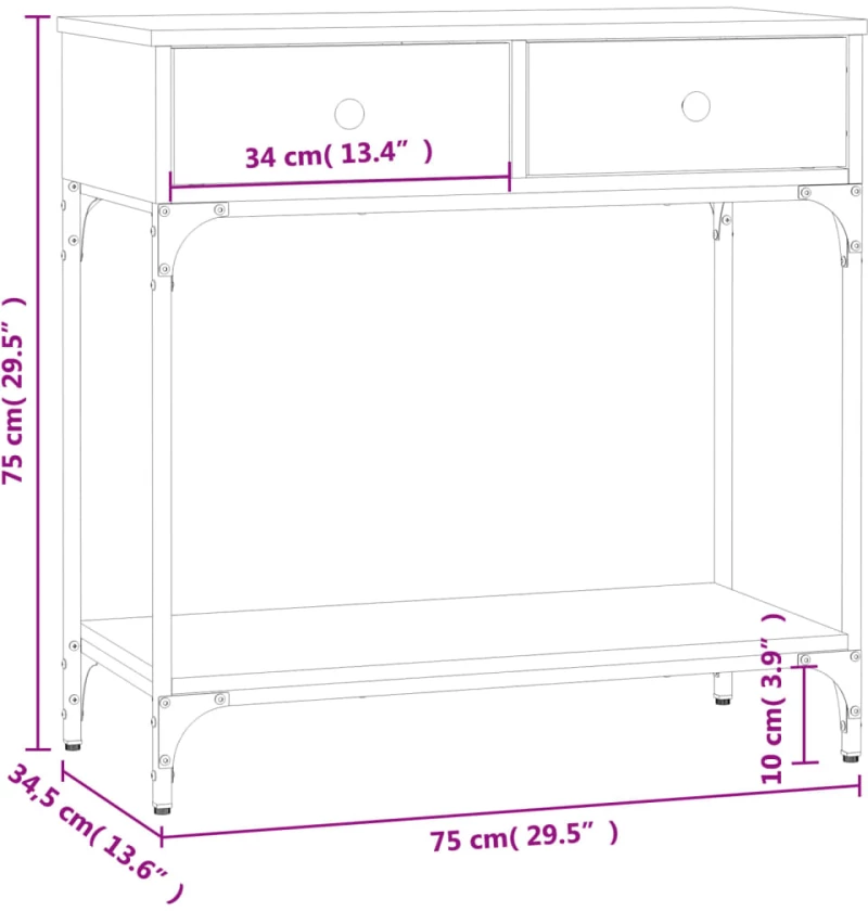 ΤΡΑΠΕΖΙ ΚΟΝΣΟΛΑ SONOMA ΔΡΥΣ 75X34,5X75 ΕΚ. ΕΠΕΞΕΡΓΑΣΜΕΝΟ ΞΥΛΟ 833399