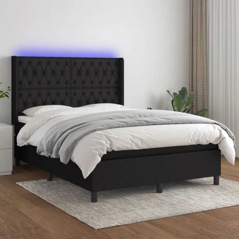 ΚΡΕΒΑΤΙ BOXSPRING ΜΕ ΣΤΡΩΜΑ & LED ΜΑΥΡΟ 140X190 ΕΚ. ΥΦΑΣΜΑΤΙΝΟ 3138551