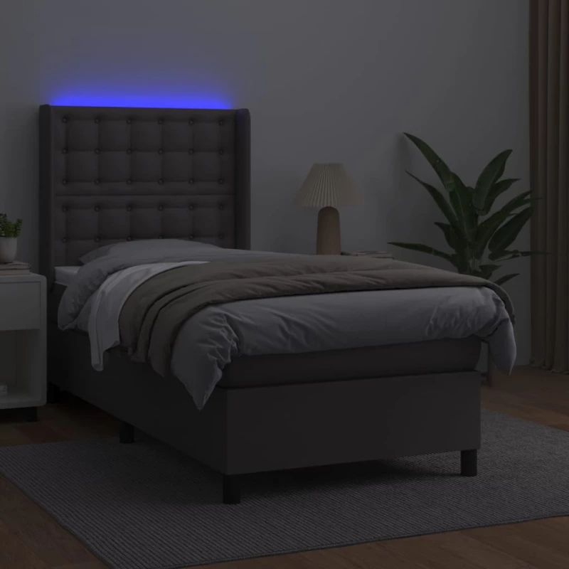 ΚΡΕΒΑΤΙ BOXSPRING ΜΕ ΣΤΡΩΜΑ & LED ΓΚΡΙ 100X200 ΕΚ. ΣΥΝΘ. ΔΕΡΜΑ 3139371
