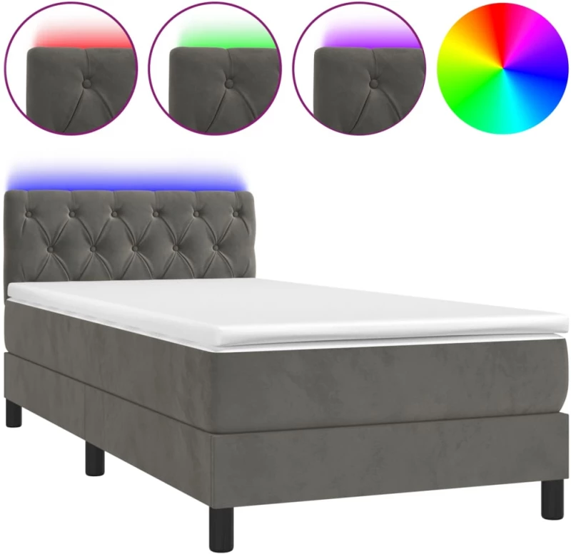 ΚΡΕΒΑΤΙ BOXSPRING ΜΕ ΣΤΡΩΜΑ & LED ΣΚ. ΓΚΡΙ 80X200 ΕΚ. ΒΕΛΟΥΔΙΝΟ 3134550