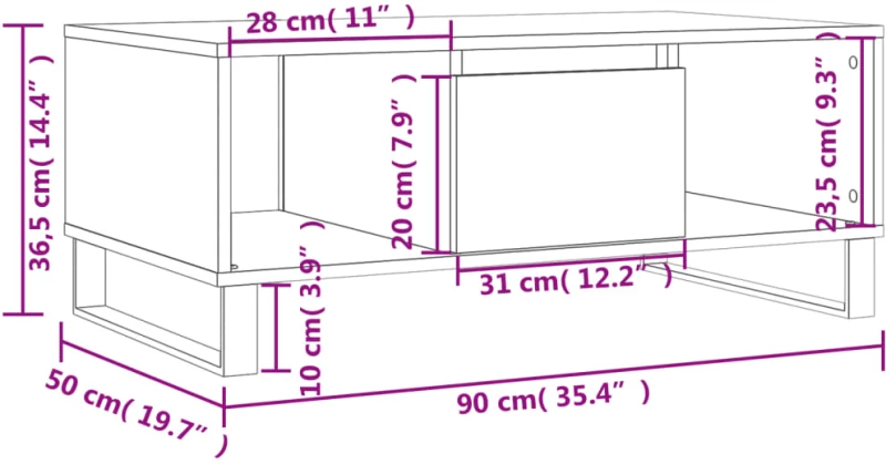 ΤΡΑΠΕΖΑΚΙ ΣΑΛΟΝΙΟΥ ΓΚΡΙ ΣΚΥΡΟΔ. 90X50X36,5 ΕΚ. ΕΠΕΞΕΡΓ. ΞΥΛΟ 830600