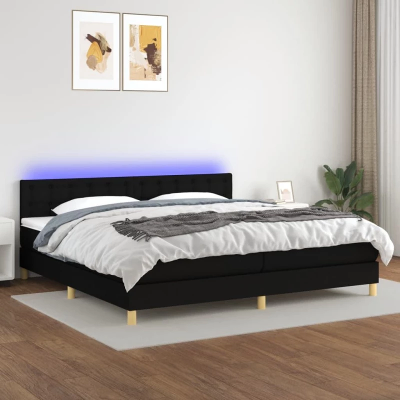 ΚΡΕΒΑΤΙ BOXSPRING ΜΕ ΣΤΡΩΜΑ & LED ΜΑΥΡΟ 200X200 ΕΚ. ΥΦΑΣΜΑΤΙΝΟ 3134063