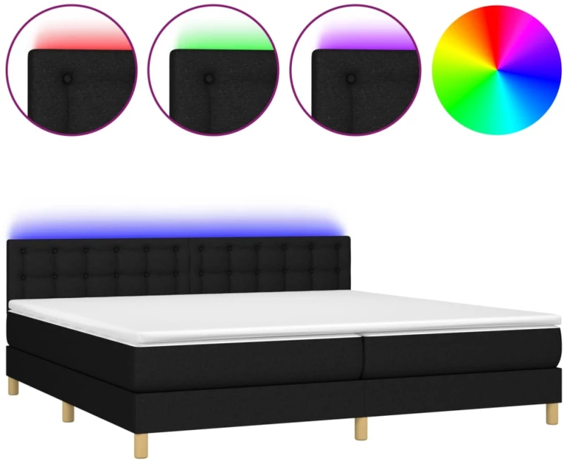 ΚΡΕΒΑΤΙ BOXSPRING ΜΕ ΣΤΡΩΜΑ & LED ΜΑΥΡΟ 200X200 ΕΚ. ΥΦΑΣΜΑΤΙΝΟ 3134063