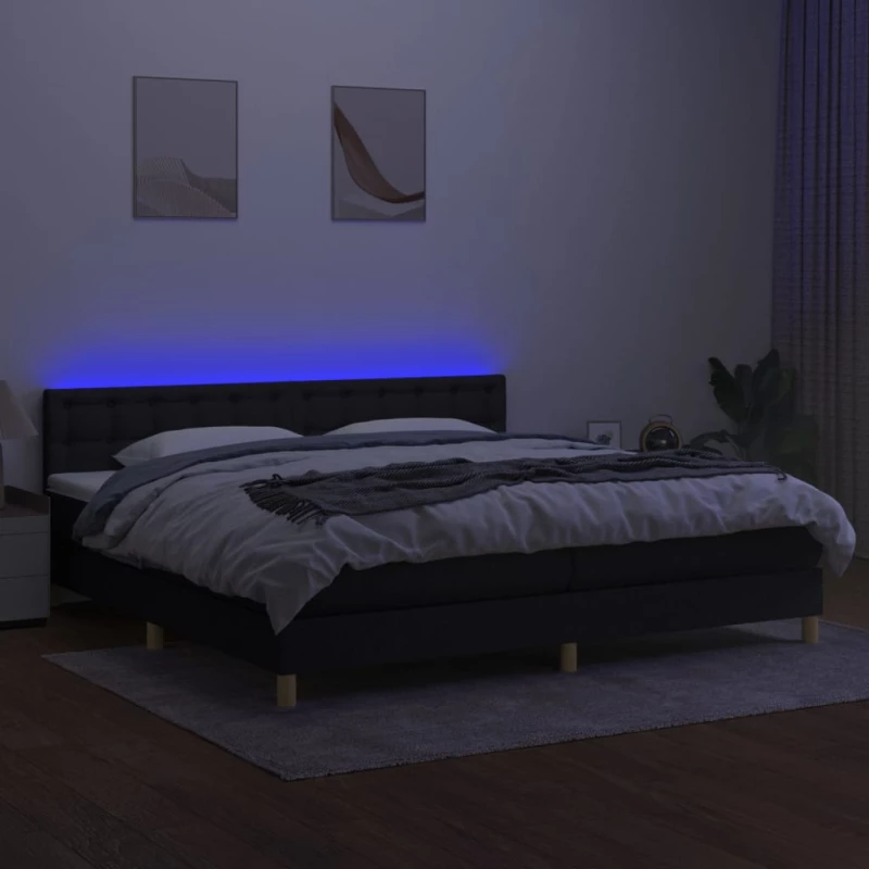 ΚΡΕΒΑΤΙ BOXSPRING ΜΕ ΣΤΡΩΜΑ & LED ΜΑΥΡΟ 200X200 ΕΚ. ΥΦΑΣΜΑΤΙΝΟ 3134063