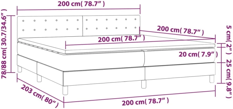 ΚΡΕΒΑΤΙ BOXSPRING ΜΕ ΣΤΡΩΜΑ & LED ΜΑΥΡΟ 200X200 ΕΚ. ΥΦΑΣΜΑΤΙΝΟ 3134063