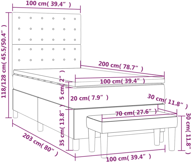 ΚΡΕΒΑΤΙ BOXSPRING ΜΕ ΣΤΡΩΜΑ ΜΑΥΡΟ 100 X 200 ΕΚ. ΥΦΑΣΜΑΤΙΝΟ 3136895