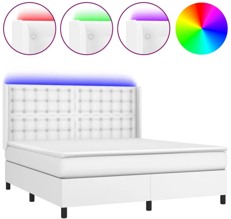 ΚΡΕΒΑΤΙ BOXSPRING ΜΕ ΣΤΡΩΜΑ & LED ΛΕΥΚΟ 180X200 ΕΚ. ΣΥΝΘ. ΔΕΡΜΑ 3139398