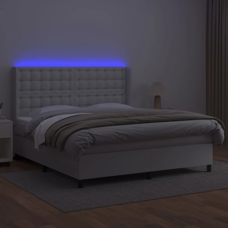 ΚΡΕΒΑΤΙ BOXSPRING ΜΕ ΣΤΡΩΜΑ & LED ΛΕΥΚΟ 180X200 ΕΚ. ΣΥΝΘ. ΔΕΡΜΑ 3139398