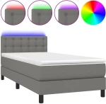 ΚΡΕΒΑΤΙ BOXSPRING ΜΕ ΣΤΡΩΜΑ & LED ΣΚ.ΓΚΡΙ 90X200 ΕΚ. ΥΦΑΣΜΑΤΙΝΟ 3133446