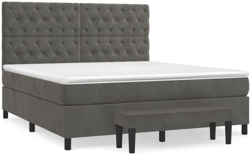 ΚΡΕΒΑΤΙ BOXSPRING ΜΕ ΣΤΡΩΜΑ ΣΚΟΥΡΟ ΓΚΡΙ 160X200 ΕΚ. ΒΕΛΟΥΔΙΝΟ 3138032