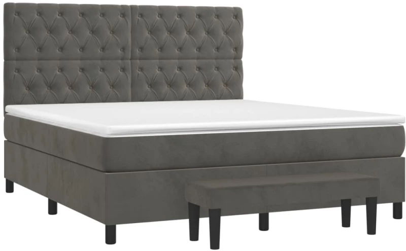 ΚΡΕΒΑΤΙ BOXSPRING ΜΕ ΣΤΡΩΜΑ ΣΚΟΥΡΟ ΓΚΡΙ 160X200 ΕΚ. ΒΕΛΟΥΔΙΝΟ 3138032