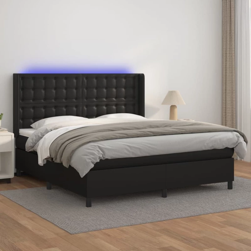 ΚΡΕΒΑΤΙ BOXSPRING ΜΕ ΣΤΡΩΜΑ & LED ΜΑΥΡΟ 160X200 ΕΚ. ΣΥΝΘ. ΔΕΡΜΑ 3139391