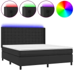 ΚΡΕΒΑΤΙ BOXSPRING ΜΕ ΣΤΡΩΜΑ & LED ΜΑΥΡΟ 160X200 ΕΚ. ΣΥΝΘ. ΔΕΡΜΑ 3139391