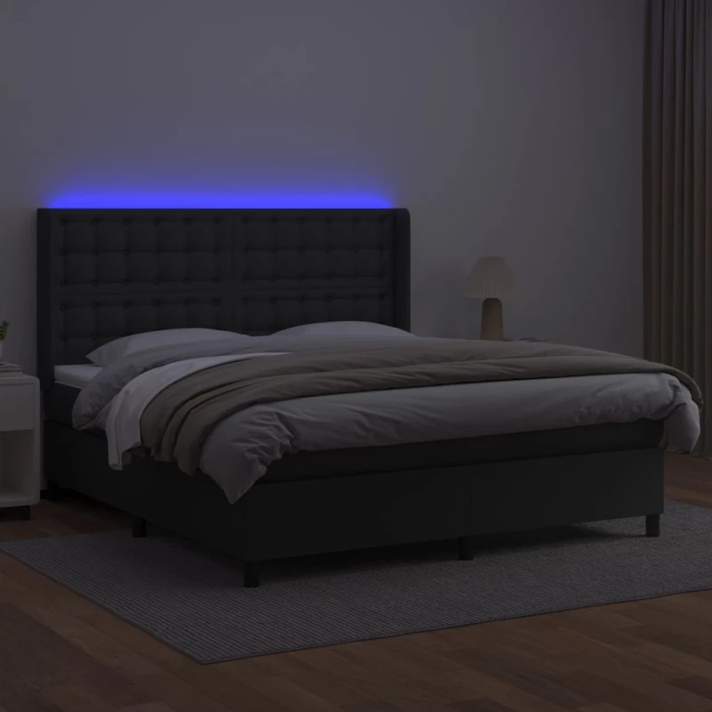 ΚΡΕΒΑΤΙ BOXSPRING ΜΕ ΣΤΡΩΜΑ & LED ΜΑΥΡΟ 160X200 ΕΚ. ΣΥΝΘ. ΔΕΡΜΑ 3139391