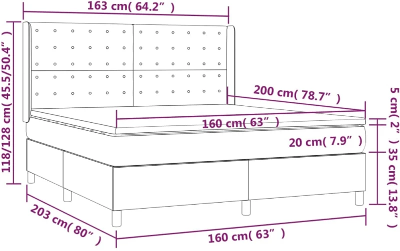 ΚΡΕΒΑΤΙ BOXSPRING ΜΕ ΣΤΡΩΜΑ & LED ΜΑΥΡΟ 160X200 ΕΚ. ΣΥΝΘ. ΔΕΡΜΑ 3139391