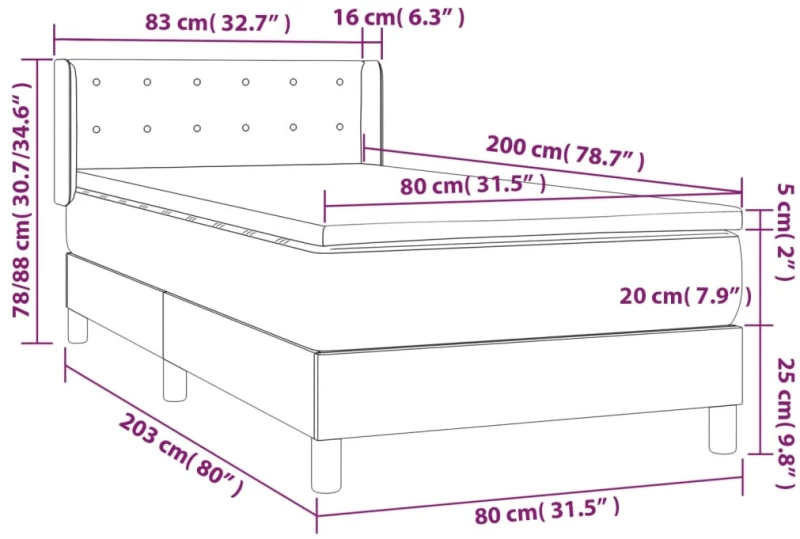 ΚΡΕΒΑΤΙ BOXSPRING ΜΕ ΣΤΡΩΜΑ ΑΝΟΙΧΤΟ ΓΚΡΙ 80X200 ΕΚ. ΒΕΛΟΥΔΙΝΟ 3131165