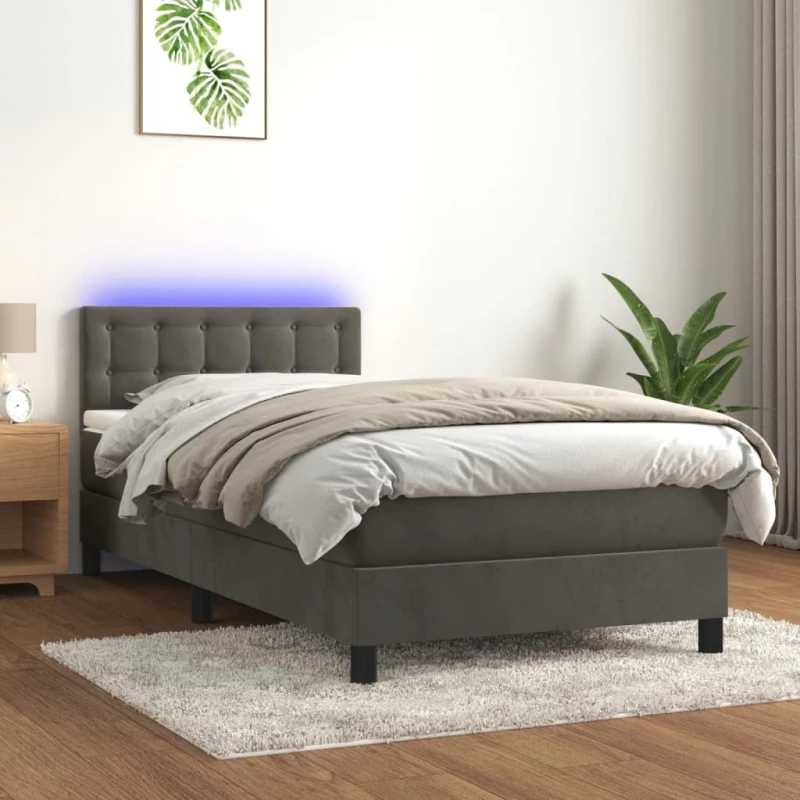 ΚΡΕΒΑΤΙ BOXSPRING ΜΕ ΣΤΡΩΜΑ & LED ΣΚ. ΓΚΡΙ 80X200 ΕΚ. ΒΕΛΟΥΔΙΝΟ 3134610